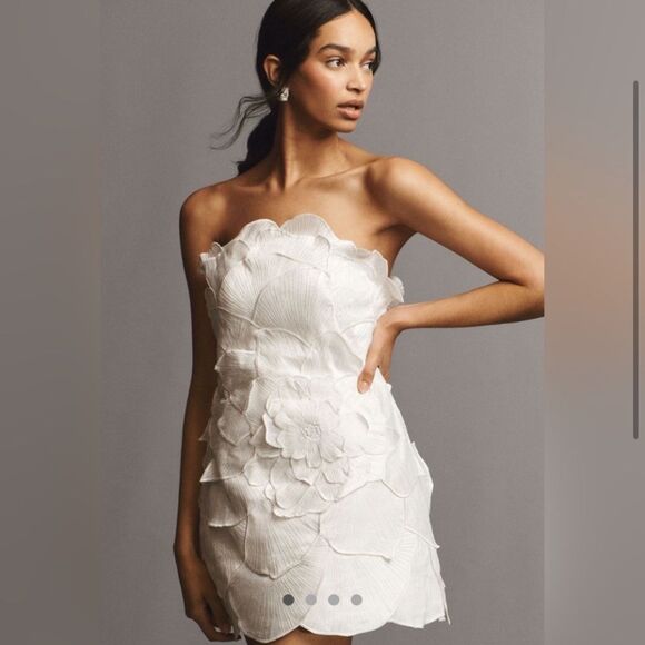 BHLDN Cream Strapless Dress with Floral Accents - Picture 2 of 9